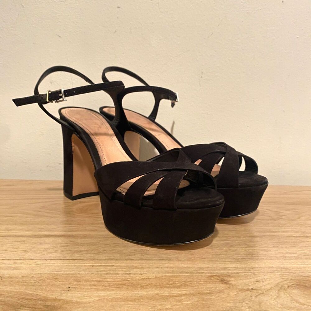 Schutz Black Platform Heels Size 8B – Strappy Chunky Heel